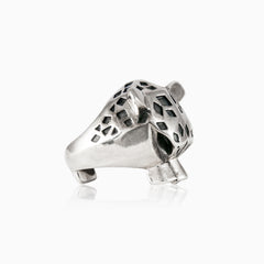 Silver cheetah spirit men ring