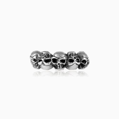 Sterling silver carved skull men ring