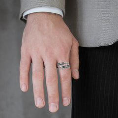 Sterling silver feather men ring
