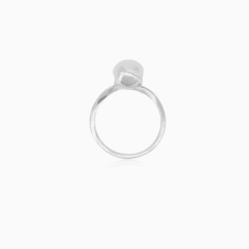 Silver pearl halo ring