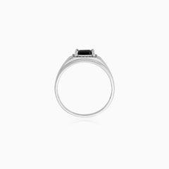 Sterling Silver Black Onyx Halo Ring