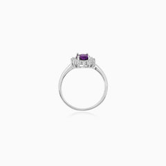 Sterling Silver Amethyst Halo Statement Ring