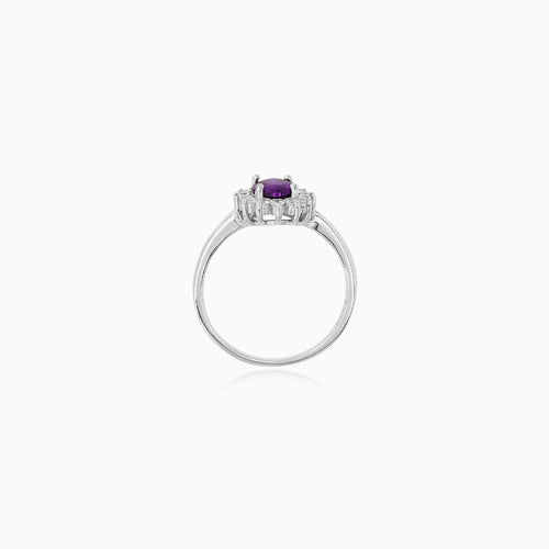 Sterling Silver Amethyst Halo Statement Ring