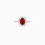 Sterling Silver Garnet Halo Ring