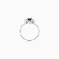Sterling Silver Garnet Halo Ring