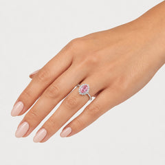 Sterling Silver Oval Pink Quartz Cluster Ring