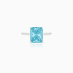 Sterling Silver Emerald Cut Blue Topaz Ring
