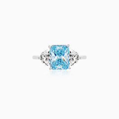 Sterling Silver Blue Topaz Three Stone Ring