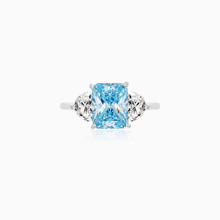 Sterling Silver Blue Topaz Three Stone Ring
