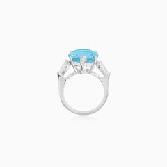 Sterling Silver Pear Blue Topaz Ring