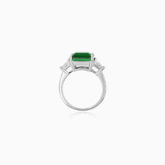 Sterling Silver Emerald-Cut Green Ring