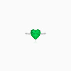 Sterling Silver Heart Emerald Ring