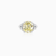 Sterling Silver Oval Yellow Cubic Zirconia Ring