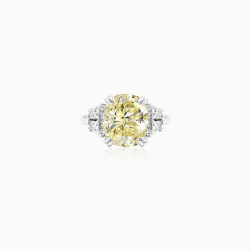 Sterling Silver Oval Yellow Cubic Zirconia Ring