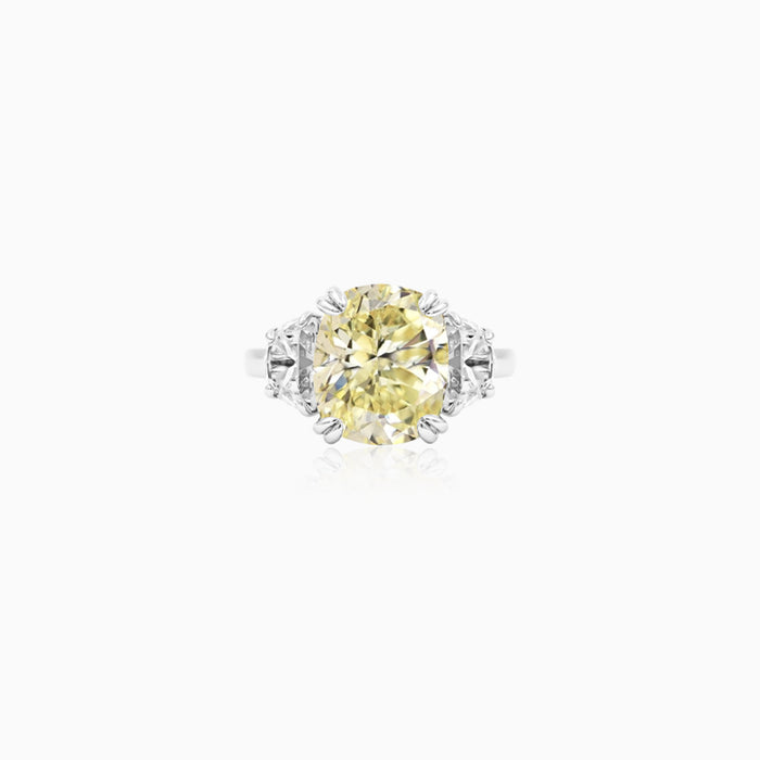 Sterling Silver Oval Yellow Cubic Zirconia Ring
