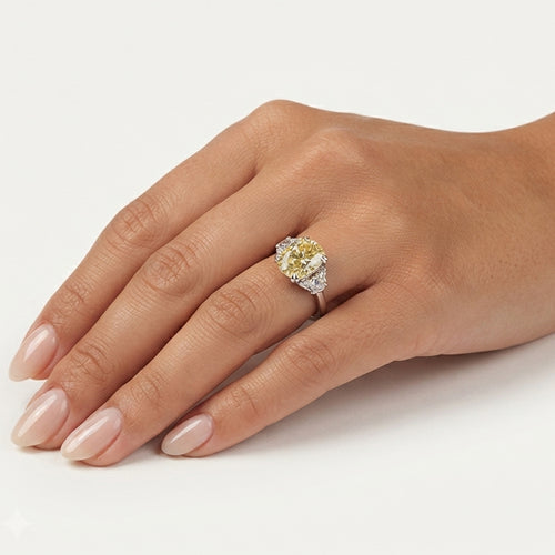 Sterling Silver Oval Yellow Cubic Zirconia Ring