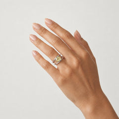 Sterling Silver Light Yellow Oval Cut Ring