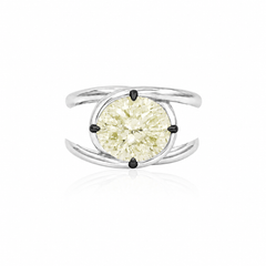 Sterling Silver Light Yellow Oval Cut Ring