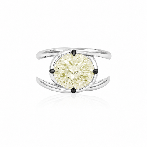 Sterling Silver Light Yellow Oval Cut Ring