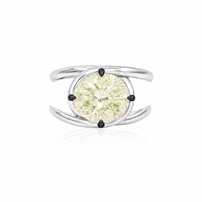 Sterling Silver Light Yellow Oval Cut Ring