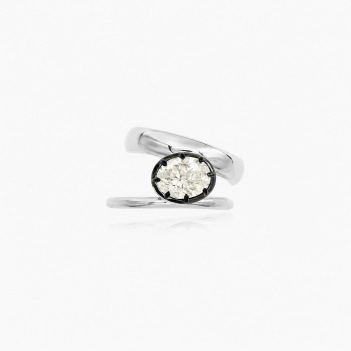 Sterling Silver Oval Yellow Cubic Zirconia Ring