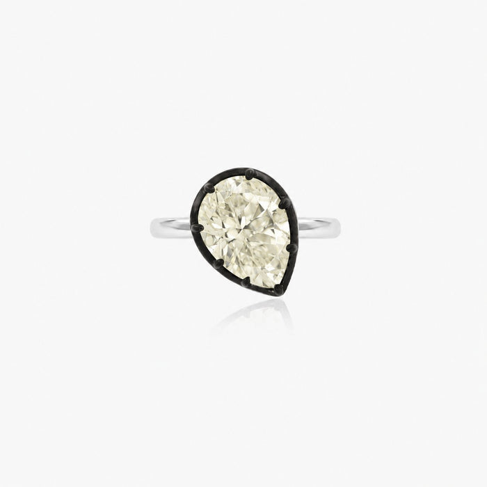 Sterling Silver Pear Cut Light Yellow Cubic Zirconia Ring