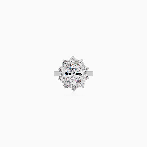 Sterling Silver Oval Halo Ring