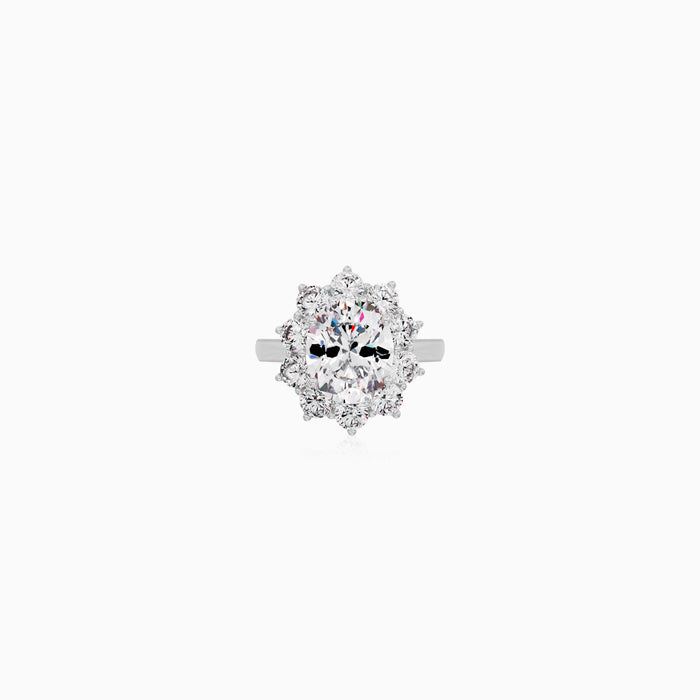 Sterling Silver Oval Halo Ring