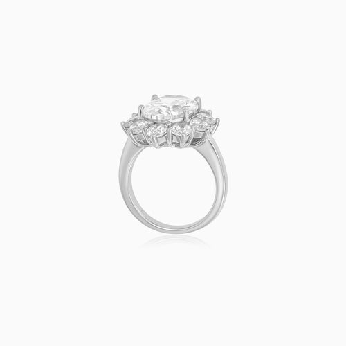 Sterling Silver Oval Halo Ring