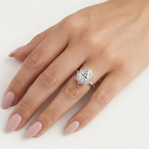 Sterling Silver Oval Halo Ring