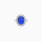 Sterling Silver Sapphire Halo Ring