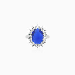Sterling Silver Sapphire Halo Ring
