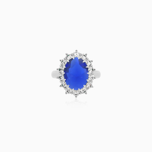 Sterling Silver Sapphire Halo Ring