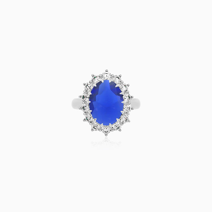 Sterling Silver Sapphire Halo Ring