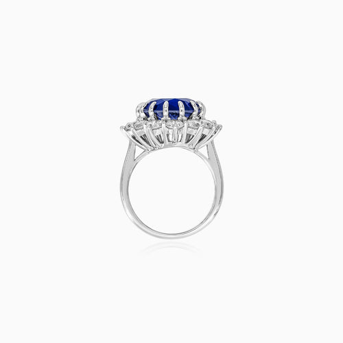 Sterling Silver Sapphire Halo Ring
