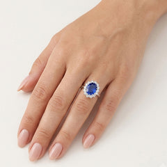 Sterling Silver Sapphire Halo Ring