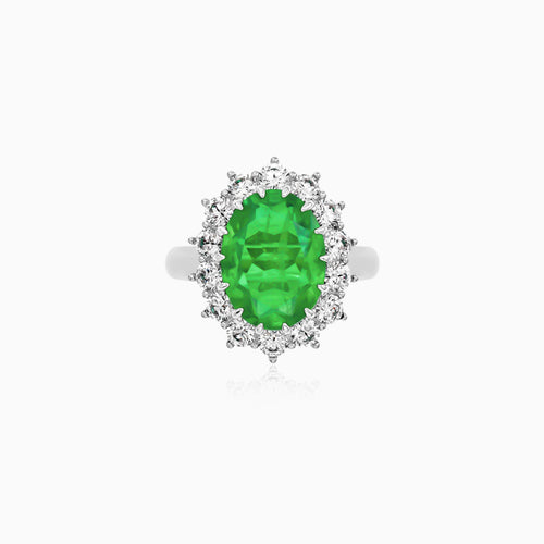 Sterling Silver Emerald Cluster Ring