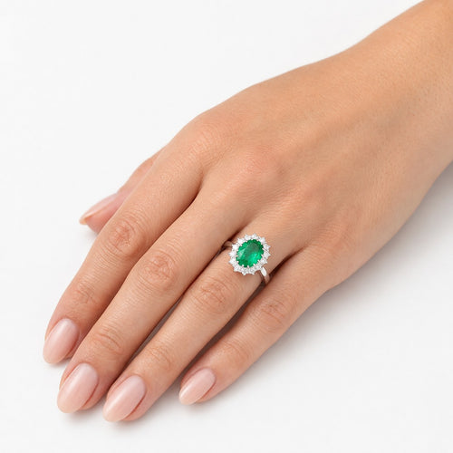 Sterling Silver Emerald Cluster Ring