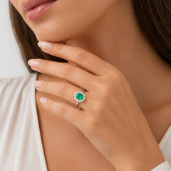 Sterling Silver Emerald Cluster Ring