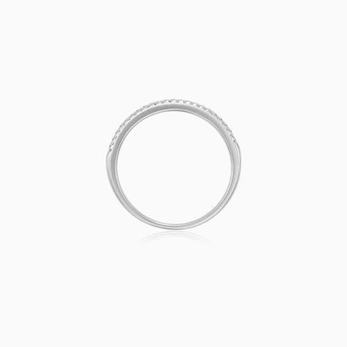 Sterling Silver Emerald Cut Pavé Ring