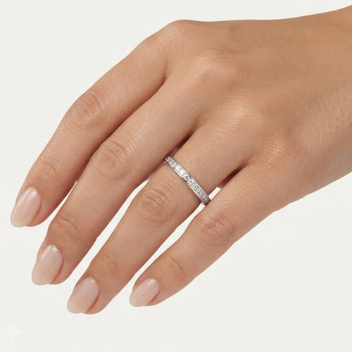Sterling Silver Pavé Half Eternity Ring