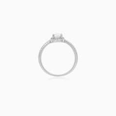 Sterling Silver Pear Halo Ring