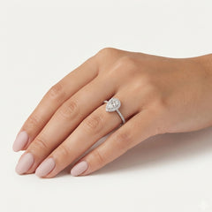 Sterling Silver Pear Halo Ring