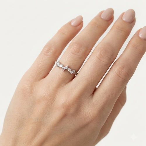 Sterling Silver Geometric Cubic Zirconia Ring
