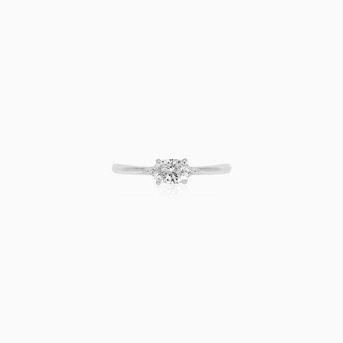 Sterling Silver Oval Solitaire Ring