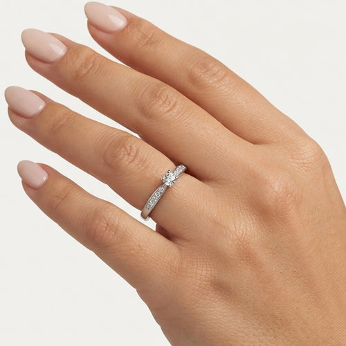 Sterling Silver Solitaire Luster Ring