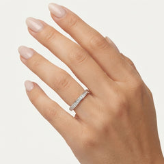 Sterling Silver Pavé Half Eternity Ring