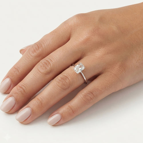 Sterling Silver Oval Solitaire Ring