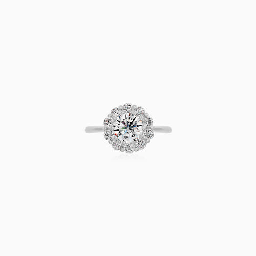 Sterling Silver Round Halo Ring