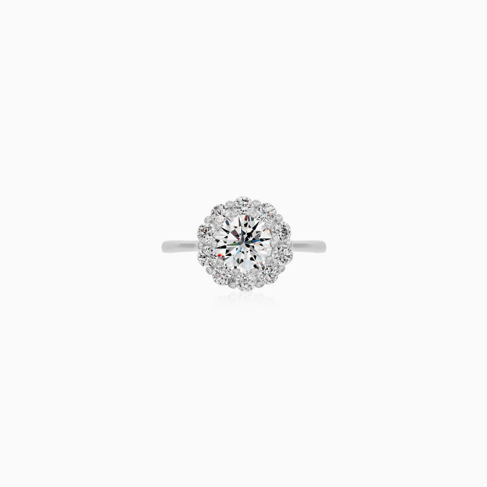 Sterling Silver Round Halo Ring